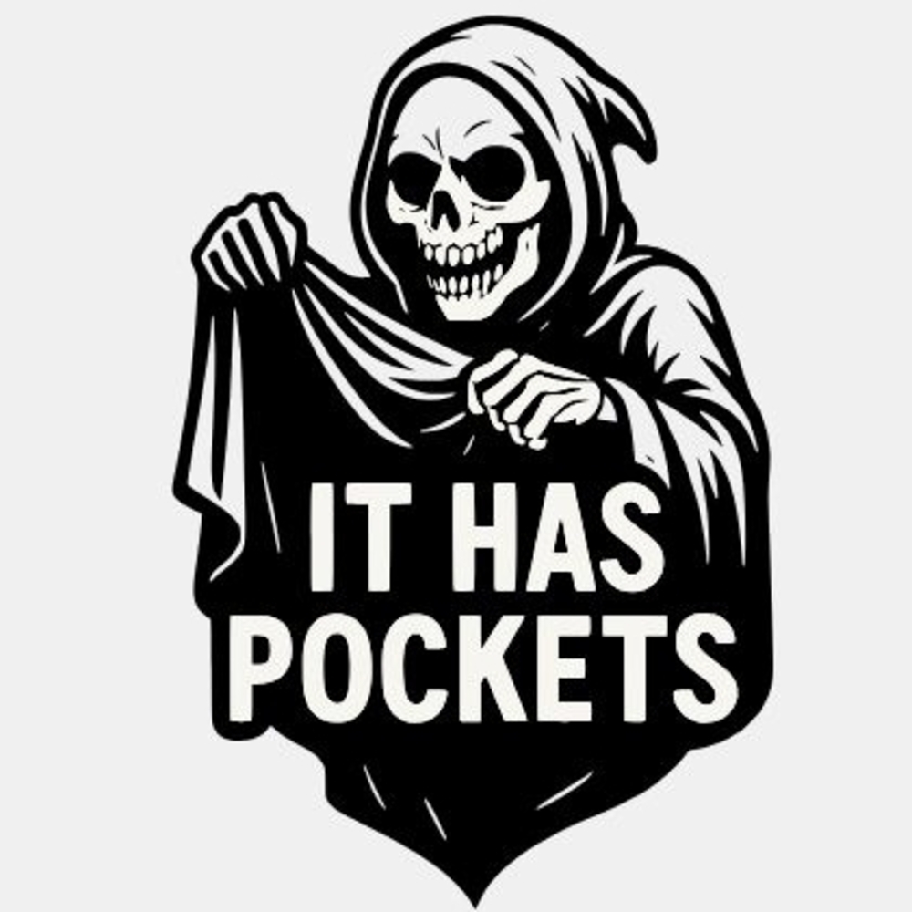 Graphic Skeleton "It Has Pockets" Tee - Black and White